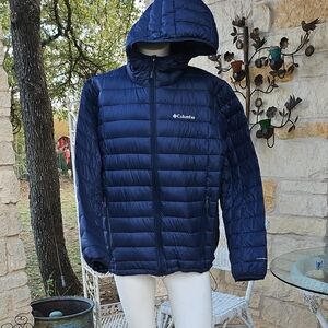 Columbia OMNI-SHIELD 590TD Navy Quilted Puffer Hooded Jacket Men's XL